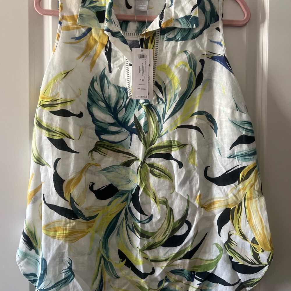 Chico's Cool Palm Print Linen Blouse